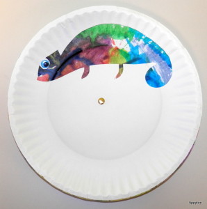 bricolage-enfant-assiette-carton-cameleon