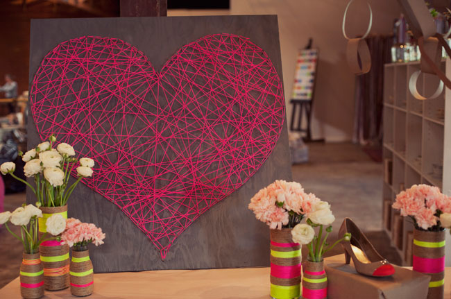 Superbe décoration coeur en ficelles à faire soi-même