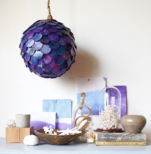 lampe en papier colorée