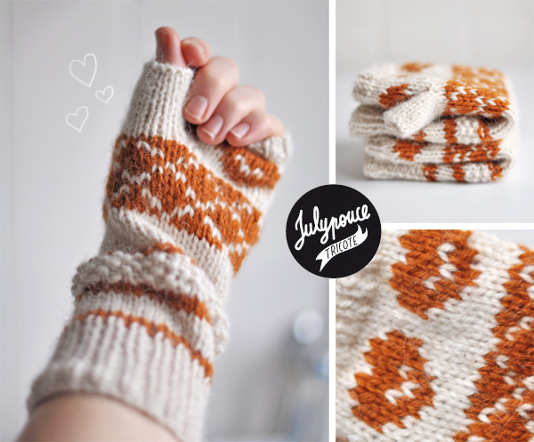Les mitaines au tricot.