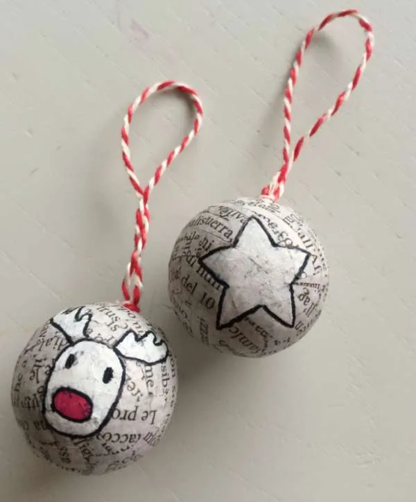 boule noel papier journal