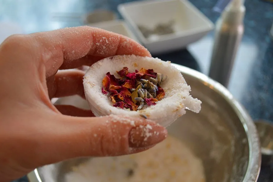 bombe de bain fleurs séchées