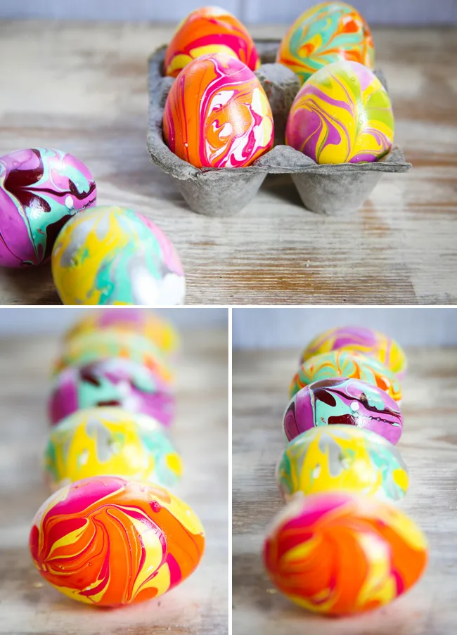 oeufs de paques marbrés